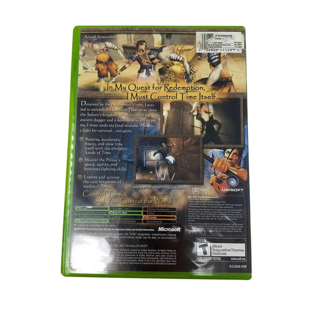 Prince of Persia The Sands of Time Original Xbox Complete Video Game